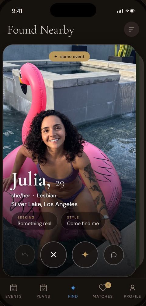 Find deck showing a member attending the same event